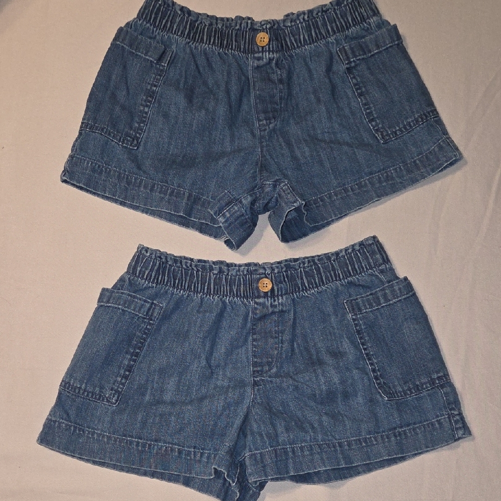 Set Of 2 Old Navy Denim Elastic Waist Jean Shorts in Blue